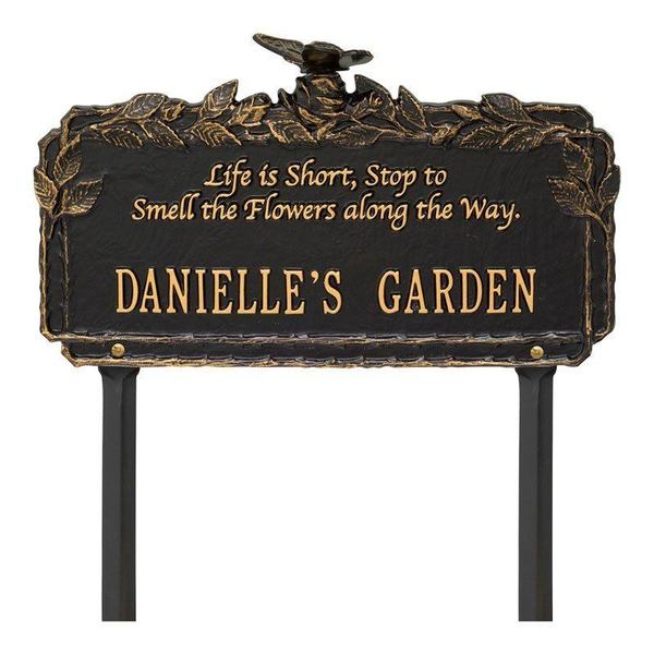 Smell The Flowers Black Dedication Plaque